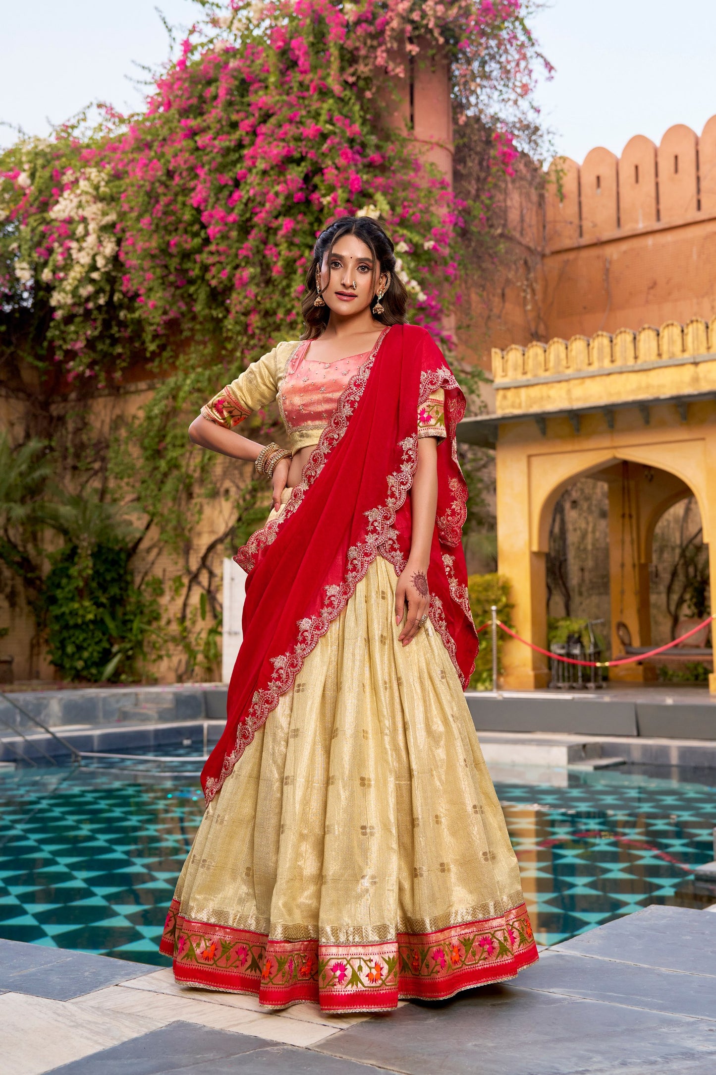Elegant Woven Grace Lehenga with Royal Paithani Borders and Intricate Embroidery
