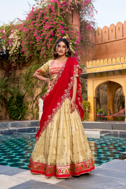 Elegant Woven Grace Lehenga with Royal Paithani Borders and Intricate Embroidery