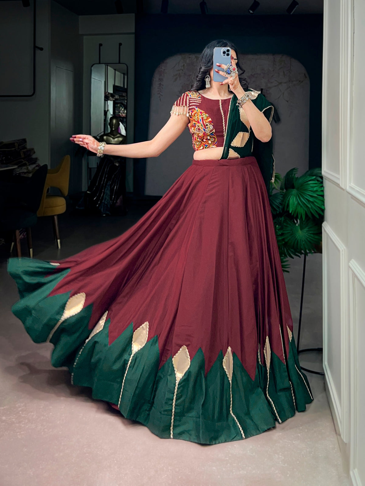 RangBhoomi Chinon Gotta Patch Lehenga — Elegant Navratri & Garba Ensemble