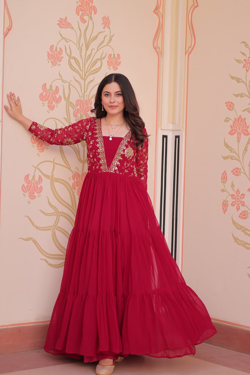 Premium Sequined & Zari Embroidered Gown - Shop Now