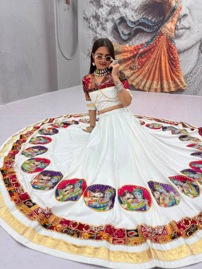Pure Cotton 6-Meter Flair Lehenga Choli — Navratri Special, Fully Stitched with Cups