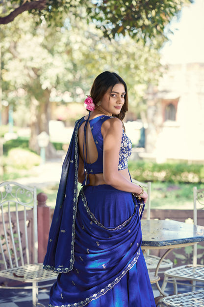 Elegant P.C. Kashmiri Lehenga with Tube Beads, Sequins, and Thread Embroidery for Festive Glamour