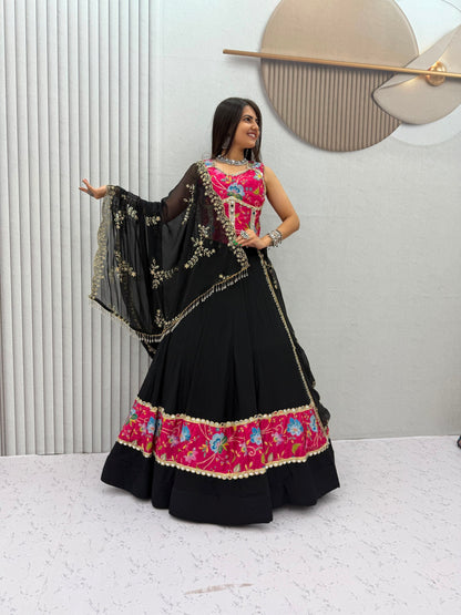 RangBhoomi Tapi-338 Big Flair 6 Meter Pure Cotton Lehenga Choli — Silk Choli, Fox Georgette Dupatta