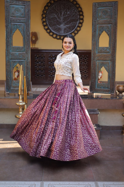 RangBhoomi Elegant Cosmos Jacquard Lehenga Choli Set with Embellished Blouse