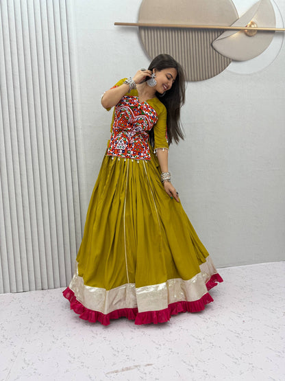 RangBhoomi Navratri Cotton Lehengacholi Set — Kediyu & 6m Flair Lehenga
