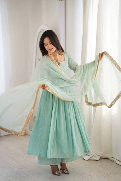 RangBhoomi Elegant Designer Anarkali Three Piece Set - Ready to Wear Festive Gown with Dupatta