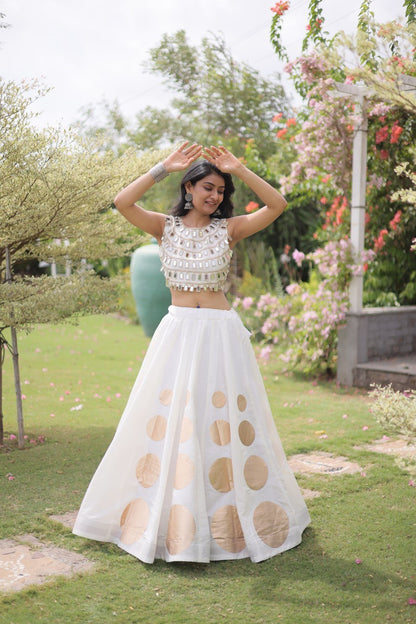 RangBhoomi Navratri Roman-Silk Lehenga Choli Set — Full-Stitched Festive Ensemble