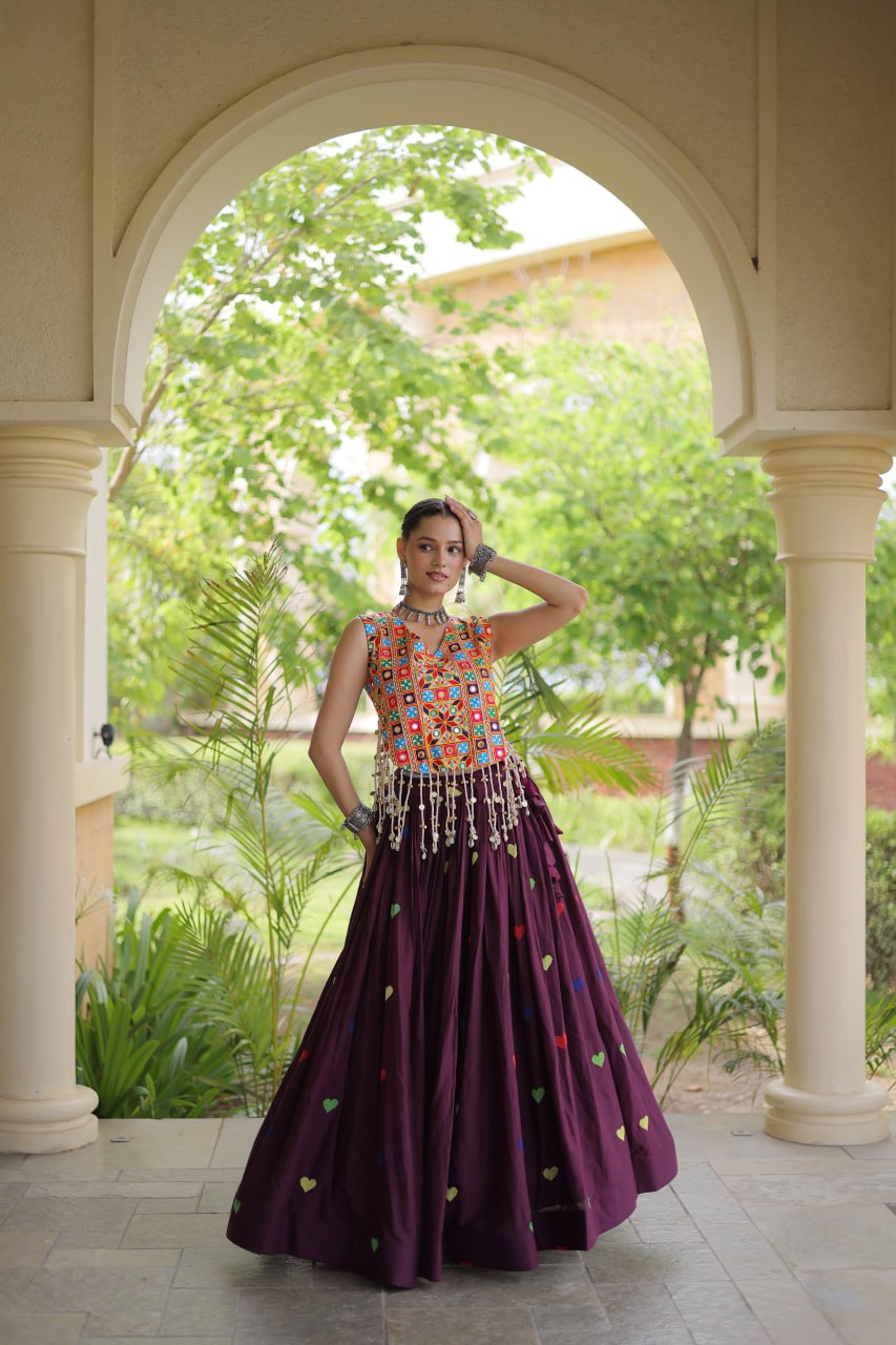 RangBhoomi Navratri Festive Cora Cotton Lehenga Set with Embroidered Blouse