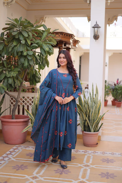 Premium Ready-to-Wear Kurti Set with Pant and Embroidered Dupatta – Comfortable Cotton Ensemble