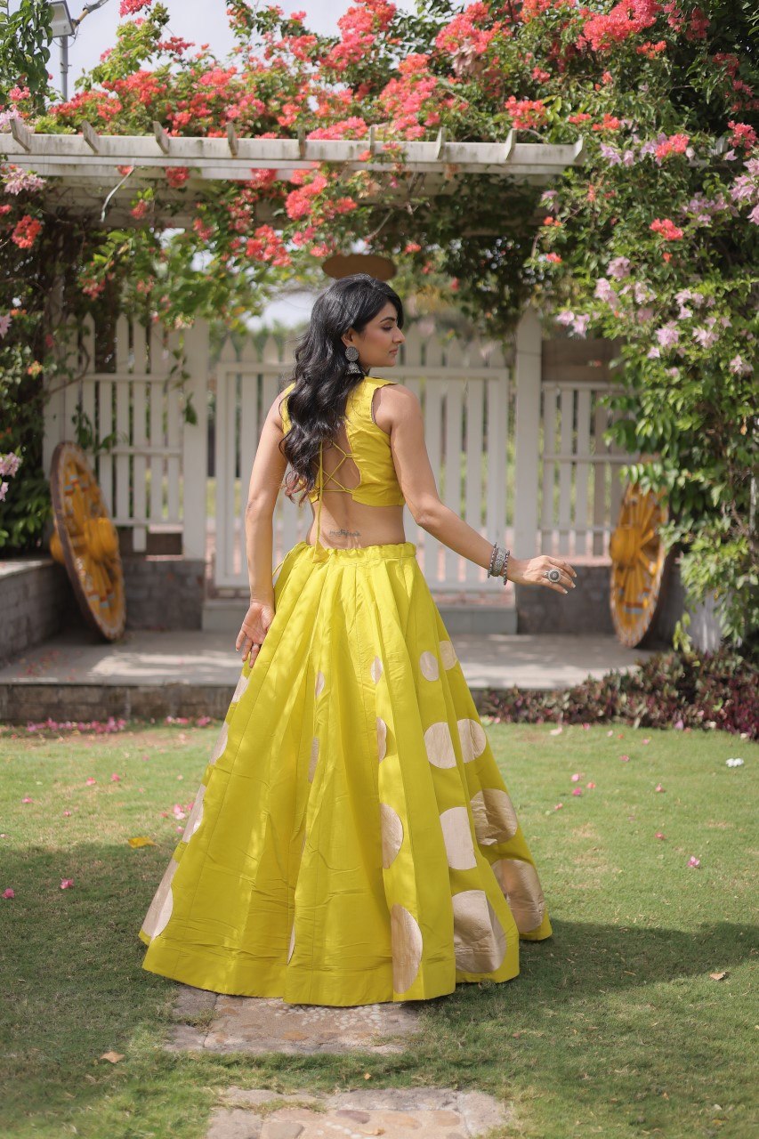 RangBhoomi Navratri Roman-Silk Lehenga Choli Set — Full-Stitched Festive Ensemble