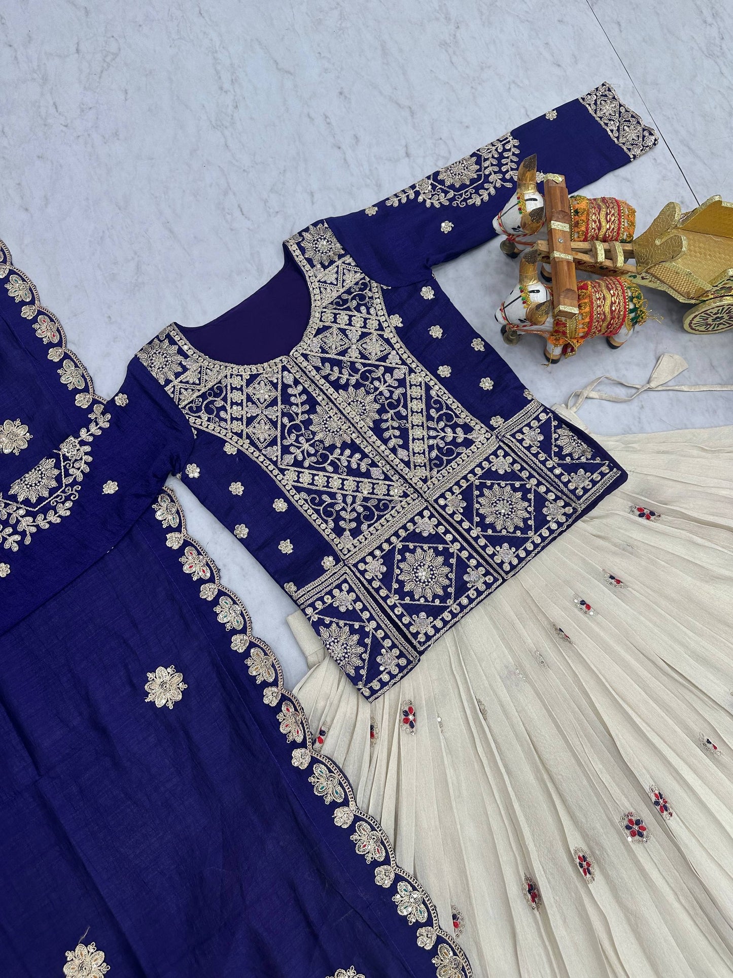 RangBhoomi Elegant Festival Lehenga Choli Set with Heavy Embroidery & Pure Silk Fabric