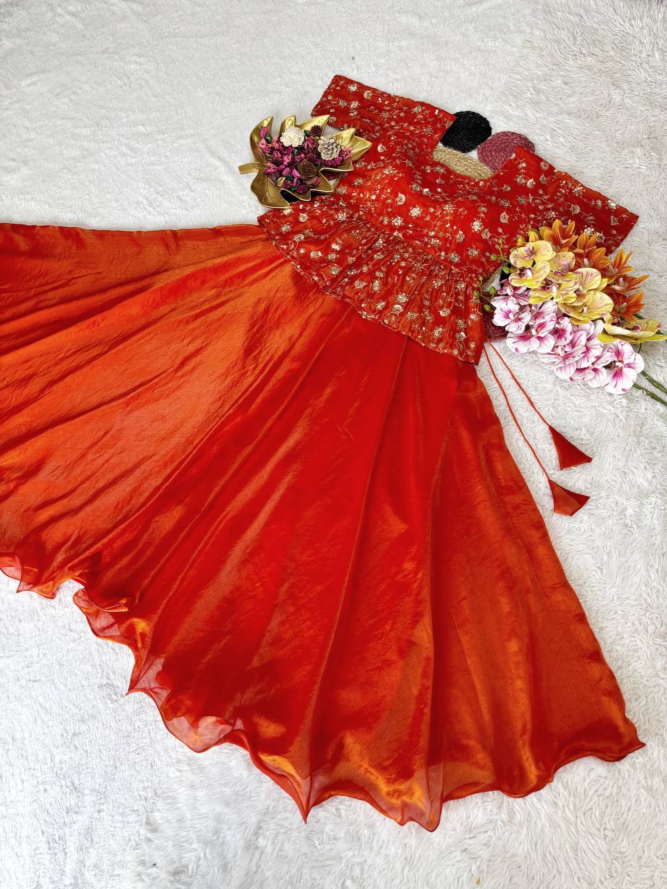 Elegant Space Silk Peplum Lehenga Choli with Exquisite Sequined Embroidery – Perfect Harmony of Style and Comfort