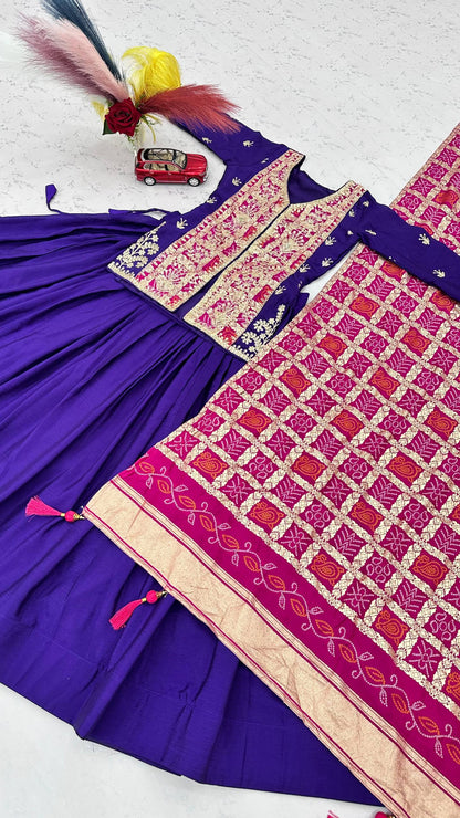 RangBhoomi Festival Badhni Lehenga Choli — Pure Chinon Silk with Heavy Embroidery