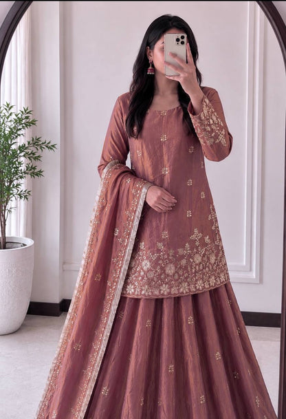 RangBhoomi Designer Party Wear Collection - Elegant Two Tone Fandy Silk Ensemble