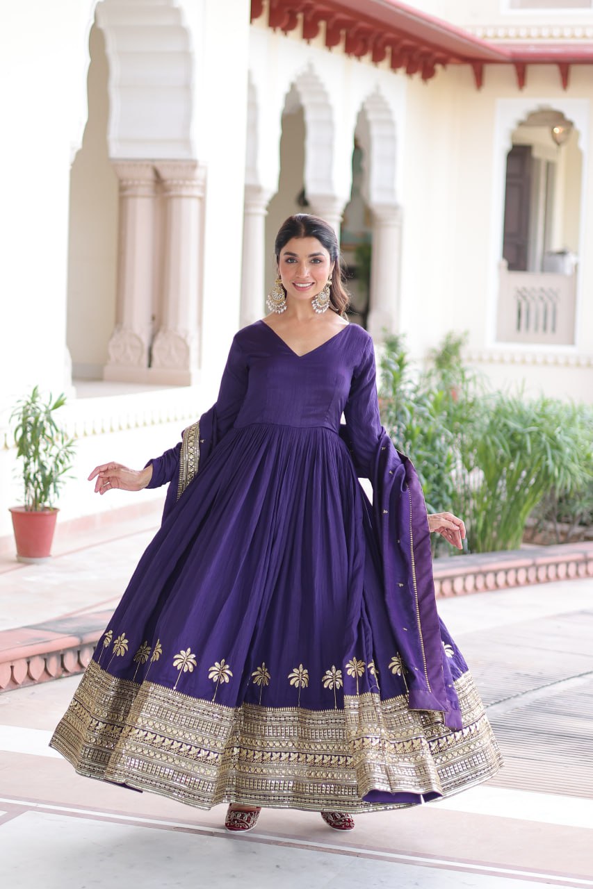 RangBhoomi Elegant Vichitra Silk Gown with Sequined Dupatta Collection 2026