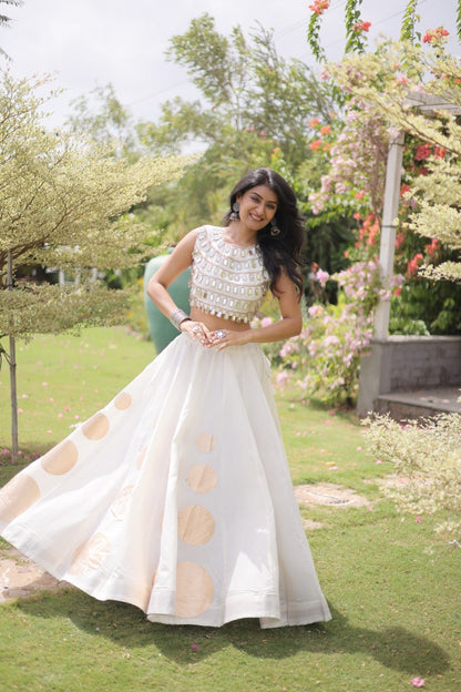 RangBhoomi Navratri Roman-Silk Lehenga Choli Set — Full-Stitched Festive Ensemble