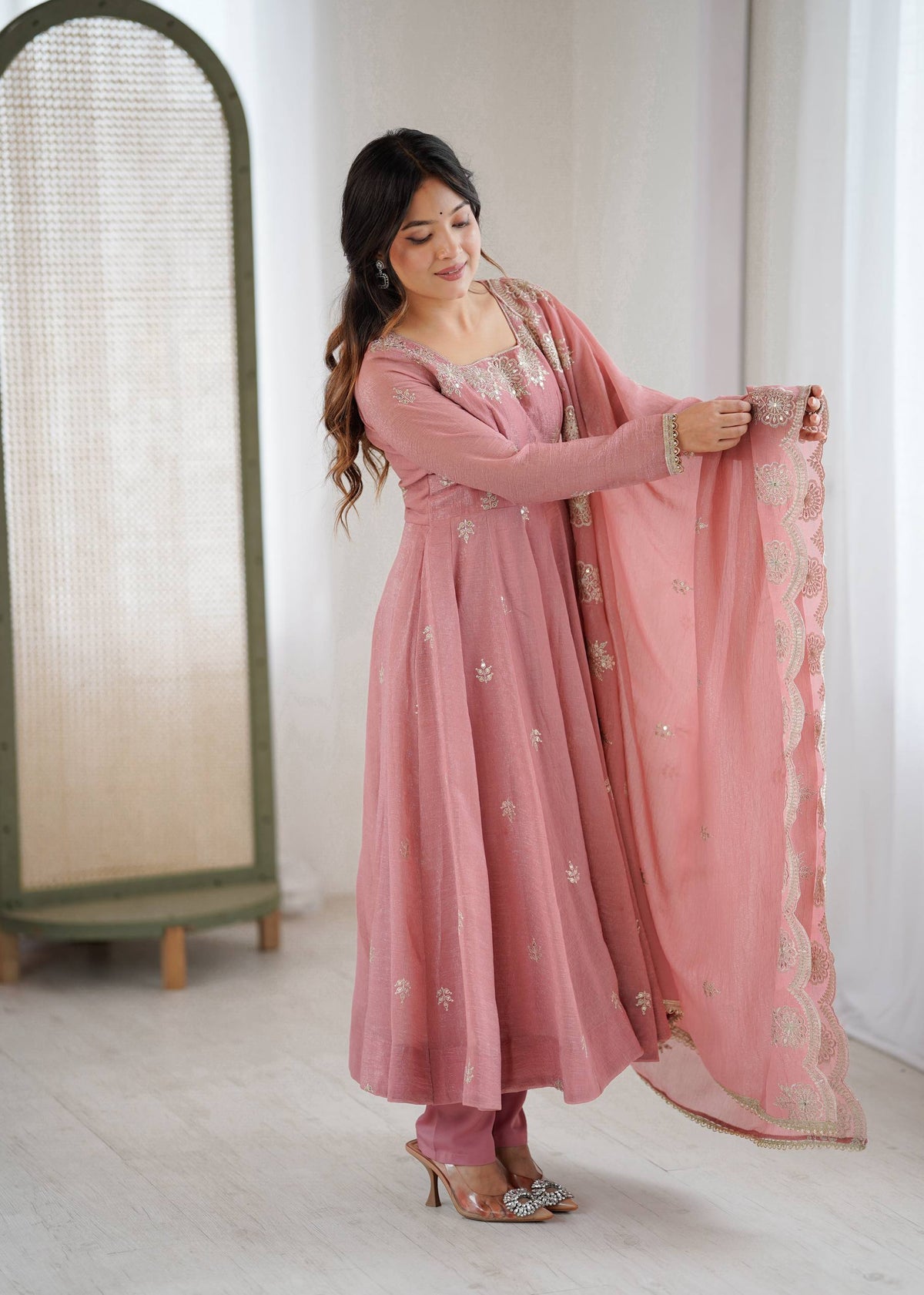 RangBhoomi Elegant Embroidered Sequence Designer Anarkali Three Piece Set