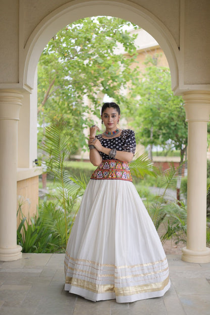 RangBhoomi Navratri Festive Lehenga Set - Cora Cotton & Bandhej Embroidered Blouse