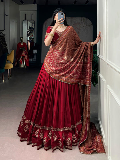 Elegant Vichitra Silk Lehenga Choli Set with Sequins and Thread Embroidery