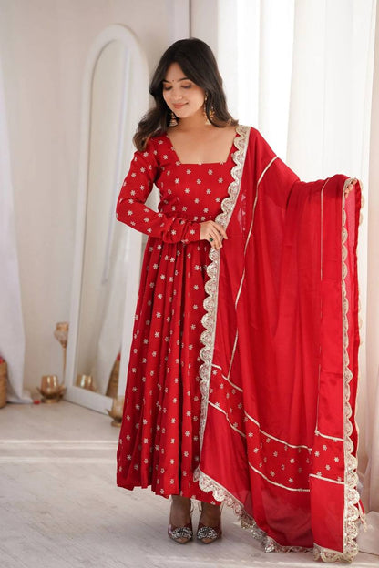 RangBhoomi Rakhi Special New Anarkali Suit - Heavy Chinon Silk with Sequins & Zari Embroidery, 50–52" Length