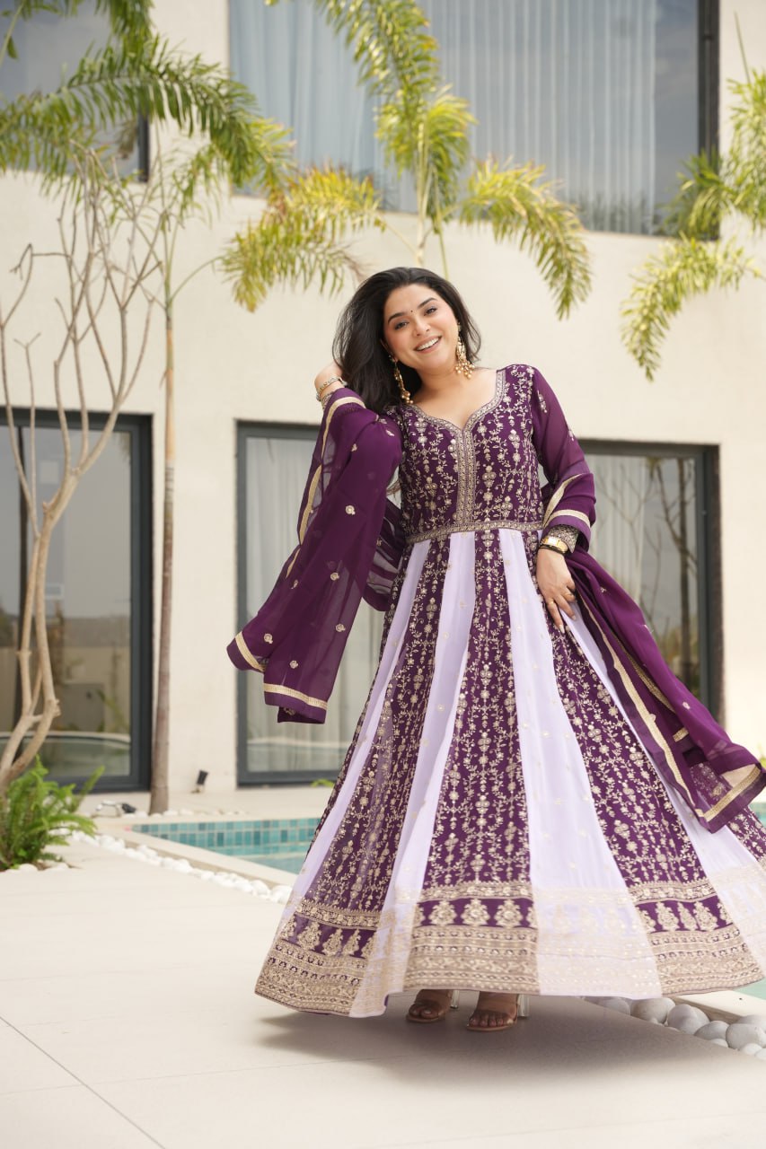 Designer Gown-Dupatta Collection | Zari & Sequin Embroidery