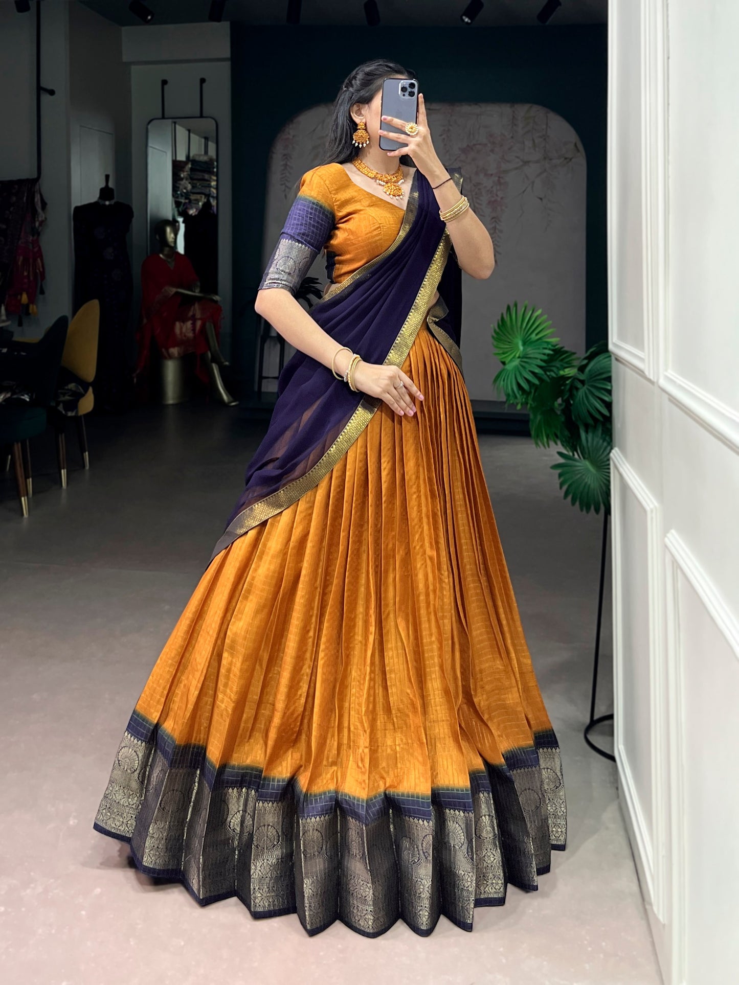 Lehnega Collection 2026 – Elegant Dola Tex Lehenga with Intricate Zari Weaving and Georgette Dupatta
