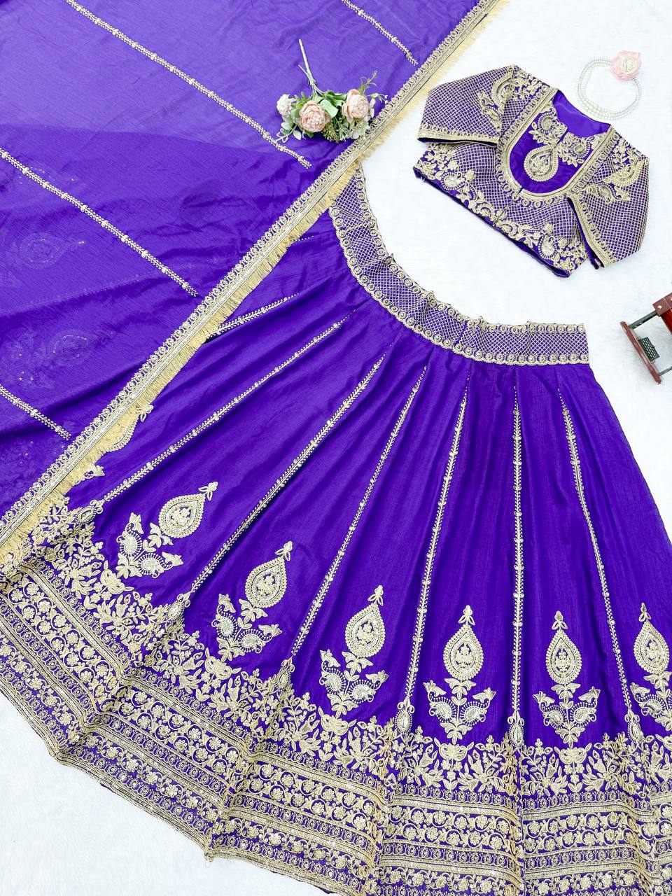RangBhoomi Heavy Boutique Vichitra Silk Lehenga — Premium Designer Ensemble