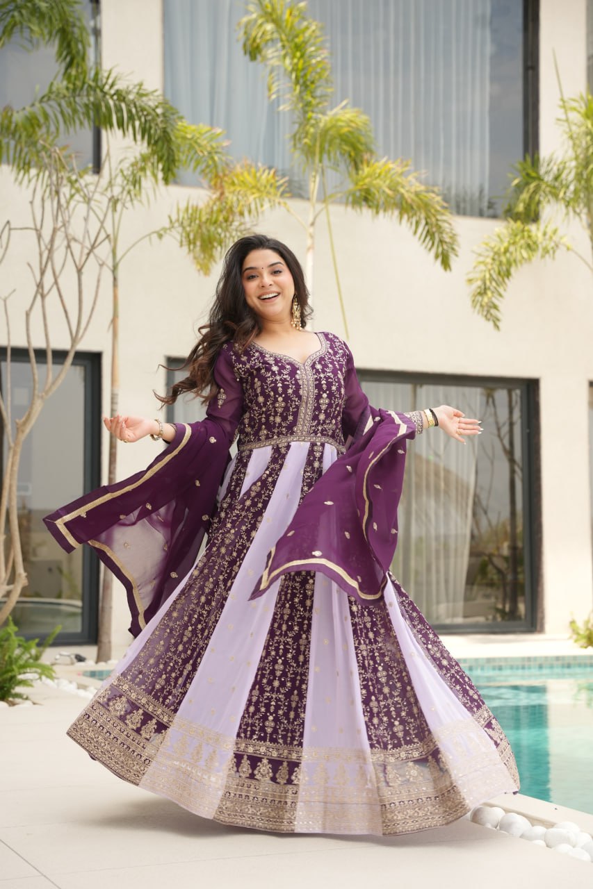 Designer Gown-Dupatta Collection | Zari & Sequin Embroidery
