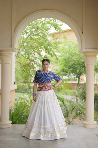 RangBhoomi Navratri Festive Lehenga Set - Cora Cotton & Bandhej Embroidered Blouse