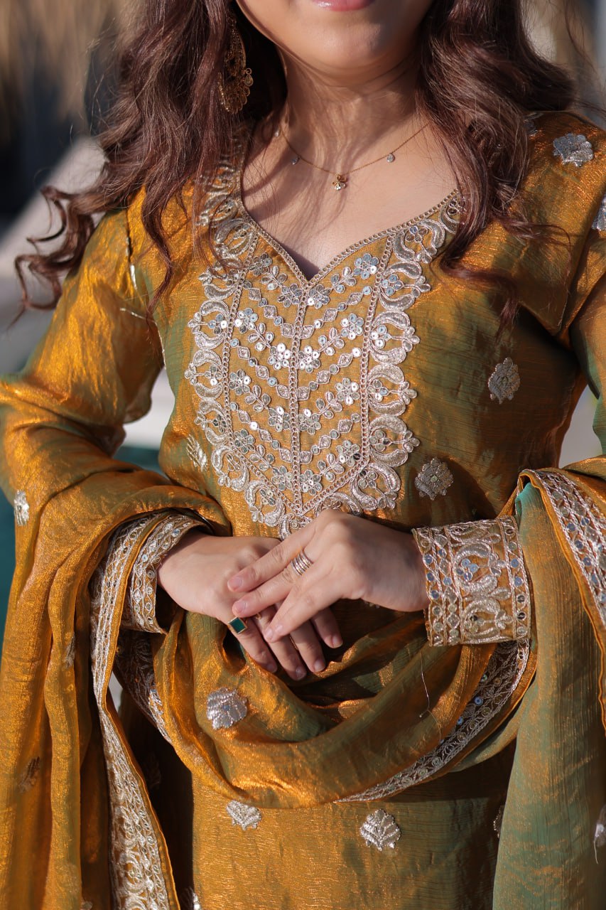 Premium Ready-to-Wear Top, Bottom, and Dupatta Set Collection 2026 – Elegant Embroidered Fendi Chiffon Ensemble