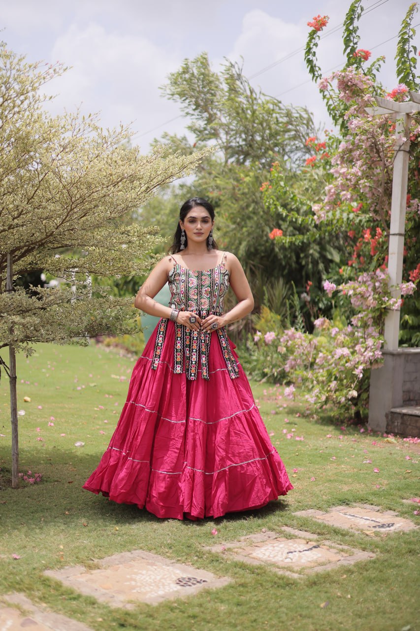 RangBhoomi Navratri Kora Cotton Lehenga Set — Full-Stitched Festive Ensemble