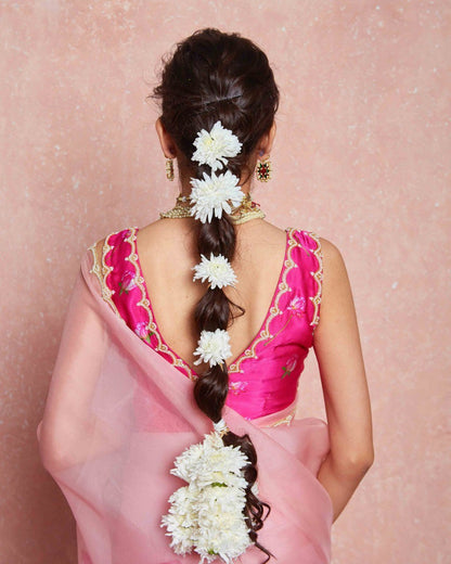 Ready To Wear Organza Silk Saree - Floral Printed