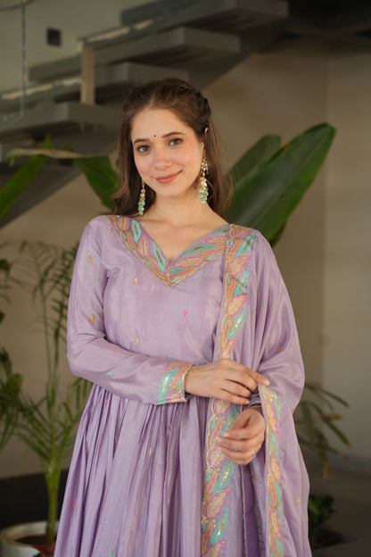 Embroidered Grace Gown & Dupatta – Luxe Fusion Wear for Modern Elegance