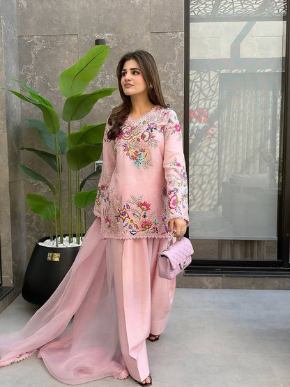 Elegant Designer Embroidered Farsi Salwar Suit with Dupatta for Festival Season by RangBhoomi