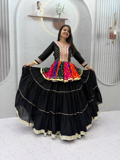 RangBhoomi Navratri Special Lehengacholi – Pure Cotton Kediyu & 9m Flair Lehenga, Fully Stitched