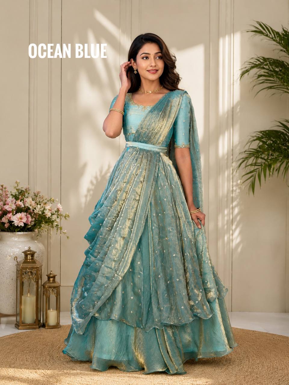 RangBhoomi Heavy Space Silk Double-Frill Lehenga Choli Set — Sequined Embroidery, Ready-to-Ship Rakshabandhan Special