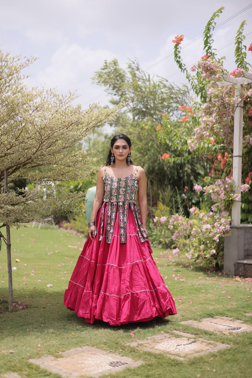 RangBhoomi Navratri Kora Cotton Lehenga Set — Full-Stitched Festive Ensemble