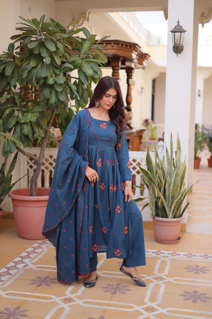 Premium Ready-to-Wear Kurti Set with Pant and Embroidered Dupatta – Comfortable Cotton Ensemble