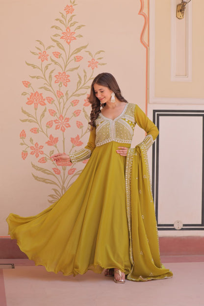 Premium Ready-to-Wear Georgette Gown and Dupatta Set with Luxurious Embroidery