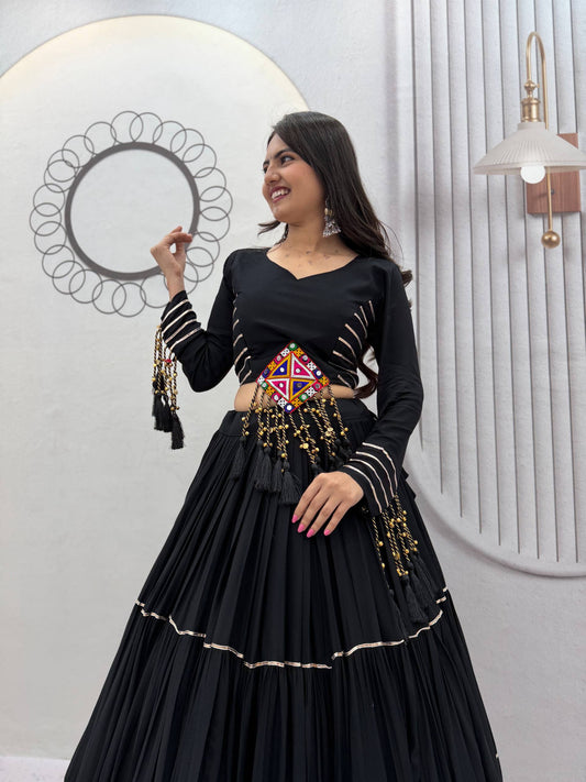 RangBhoomi Navratri Special Cotton Lehenga Choli — Big Flair 9+ Meter, Fully Stitched