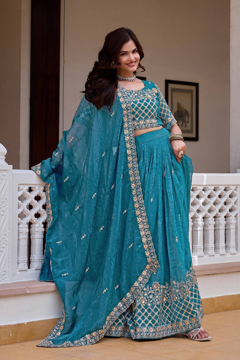RangBhoomi Real Modeling Wedding Lehenga Choli with Heavy Embroidery and Pure Crunchy Fabric