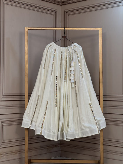 RangBhoomi Full-Stitched Rayon Lehenga with Multi Mirror Lace Work