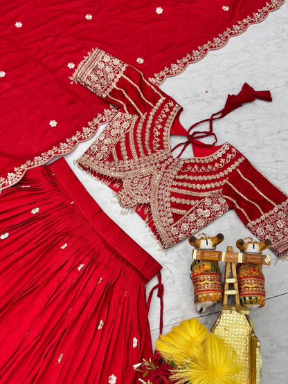 Lehenga Choli Wedding Collection | Vichitra Silk Embroidery Work