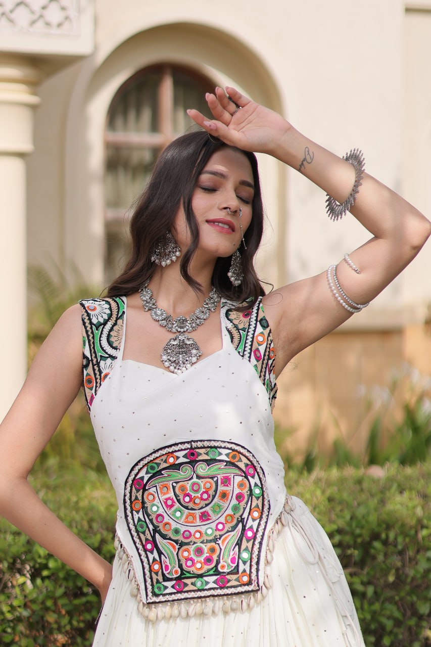 RangBhoomi Navratri Lehenga Choli Collection 2026 — Full-Stitched Mukesh Reyon Set