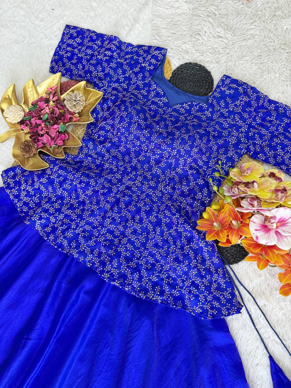 RangBhoomi Sequined Peplum Lehenga Choli – Full Stitched Festive Set