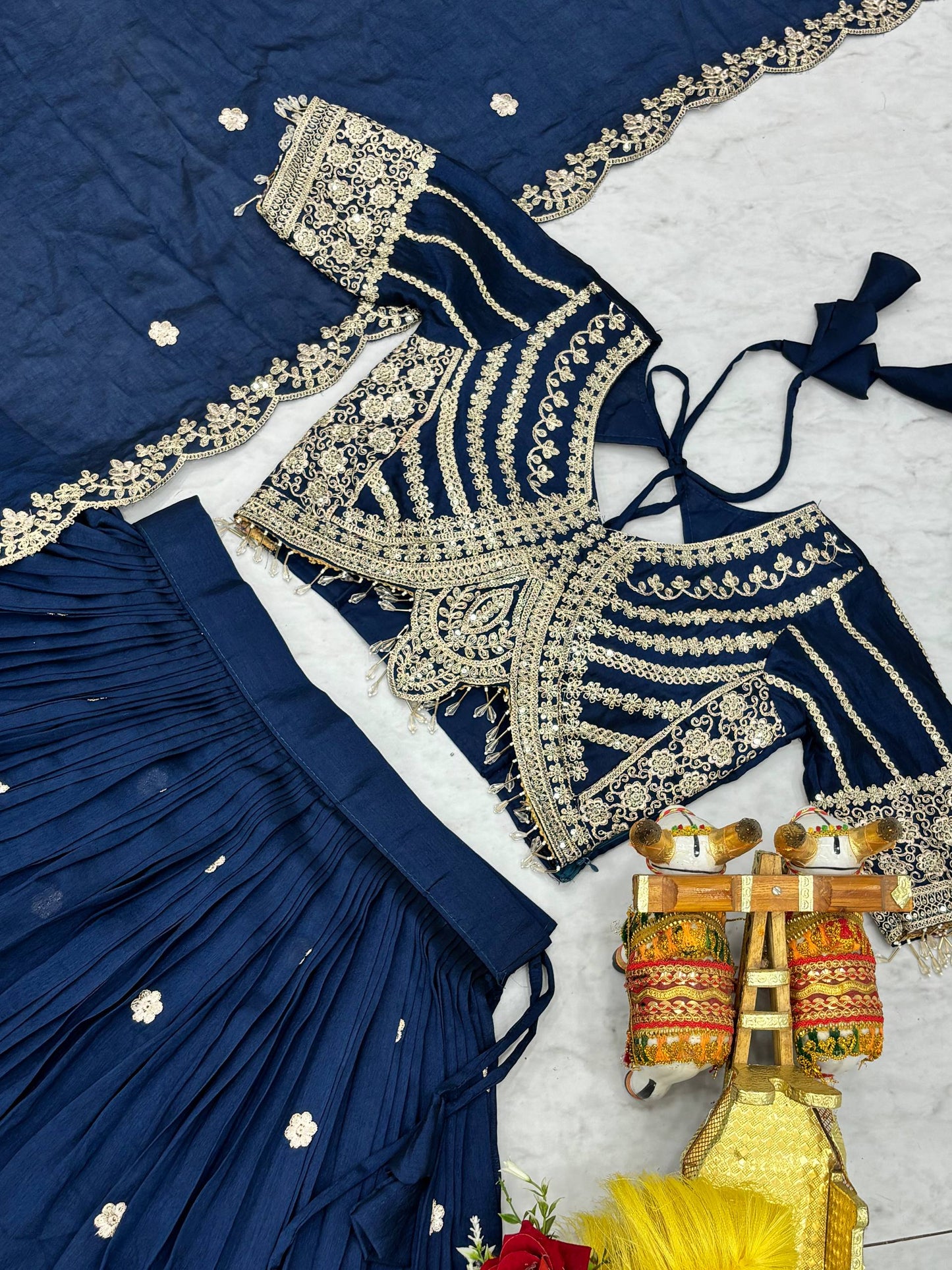 Lehenga Choli Wedding Collection | Vichitra Silk Embroidery Work