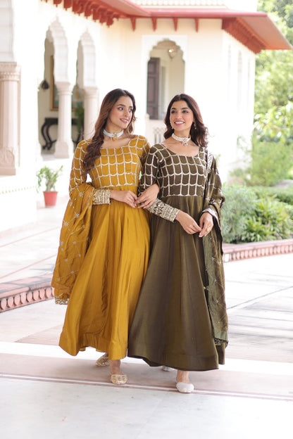 RangBhoomi Premium Ready-to-Wear Embroidered Gown and Dupatta Set