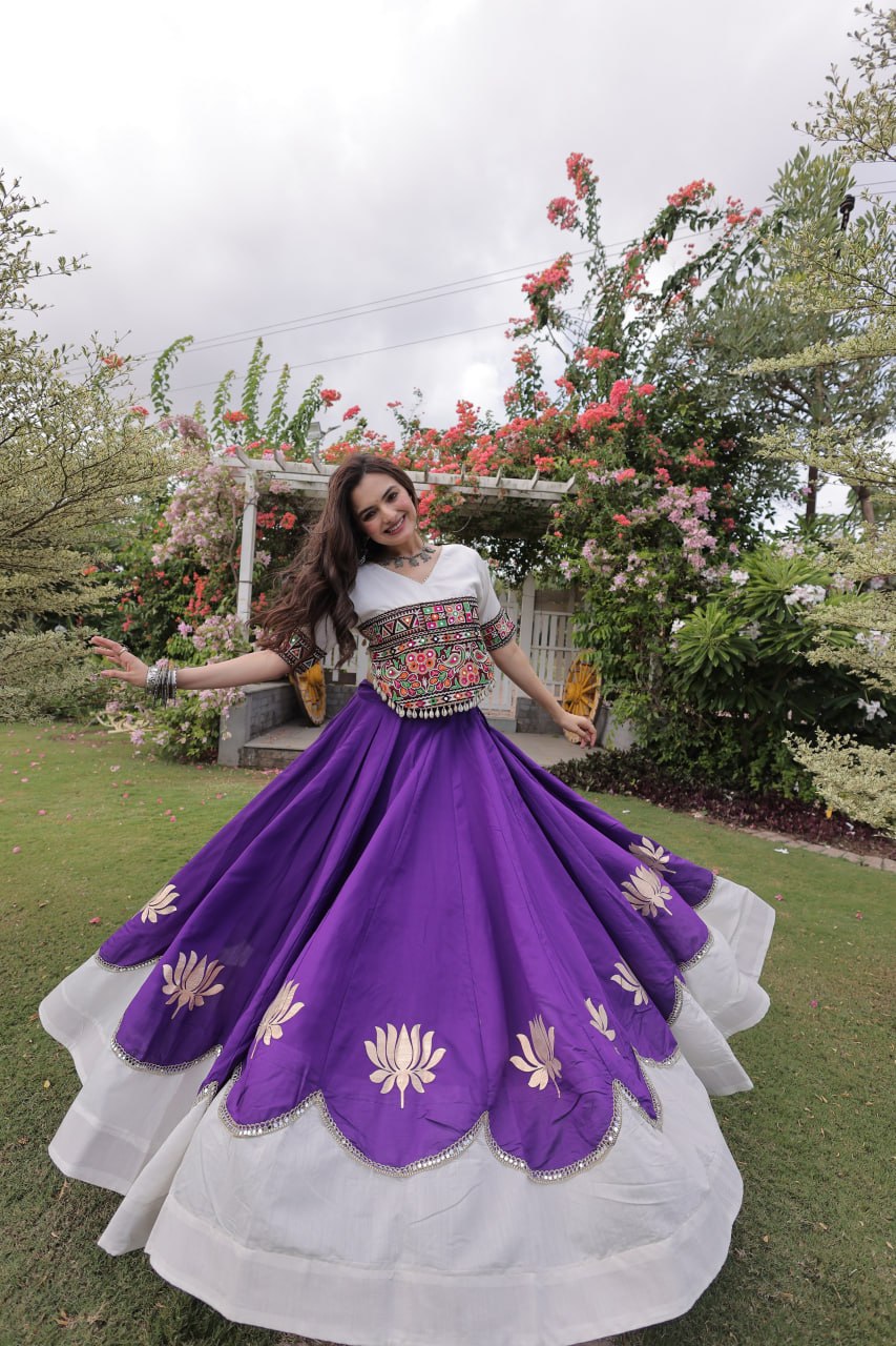 RangBhoomi Navratri Lehenga Choli Collection 2026 — Lotus Mirror Embroidered Set