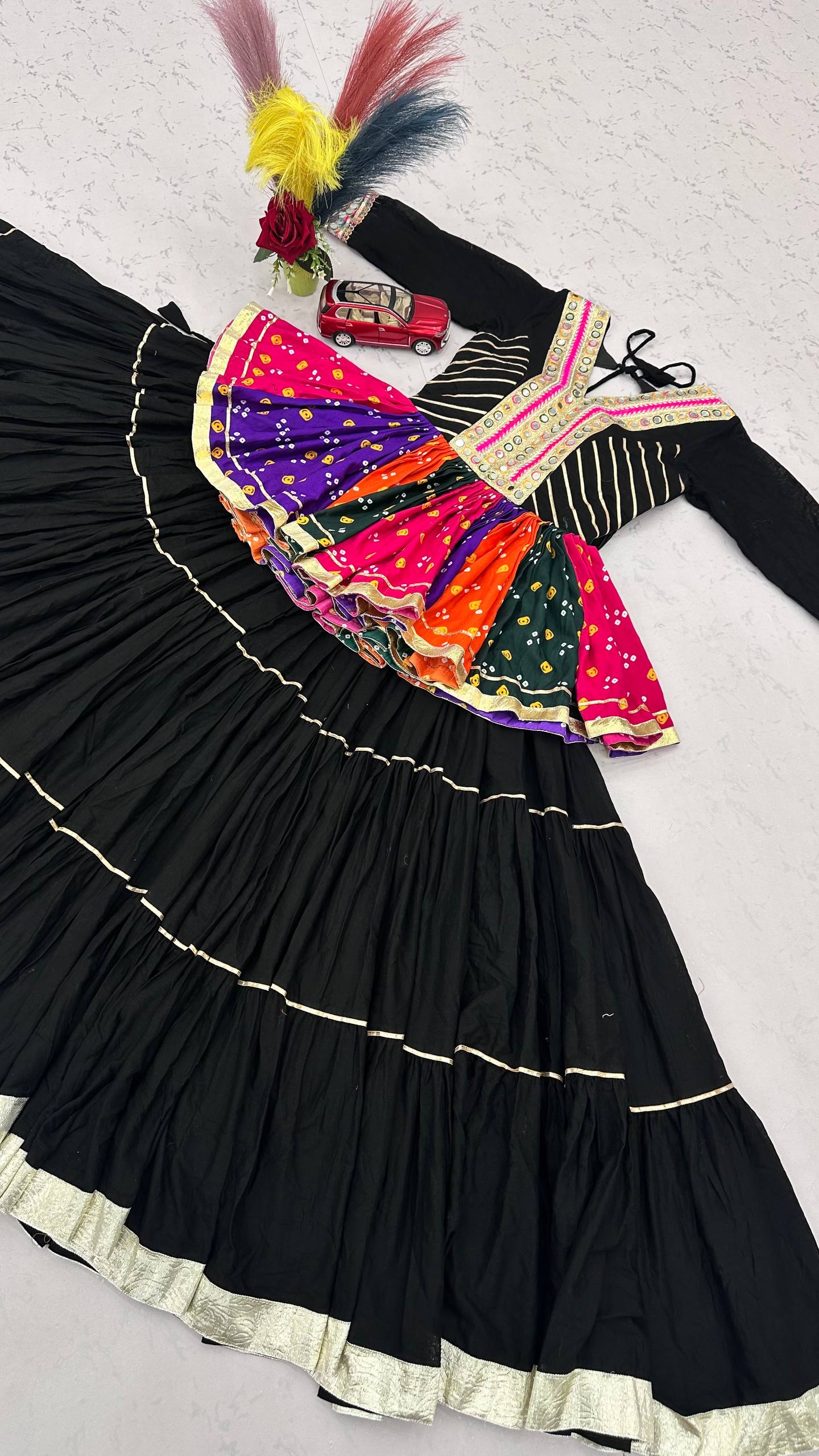 RangBhoomi Navratri Special Lehengacholi – Pure Cotton Kediyu & 9m Flair Lehenga, Fully Stitched