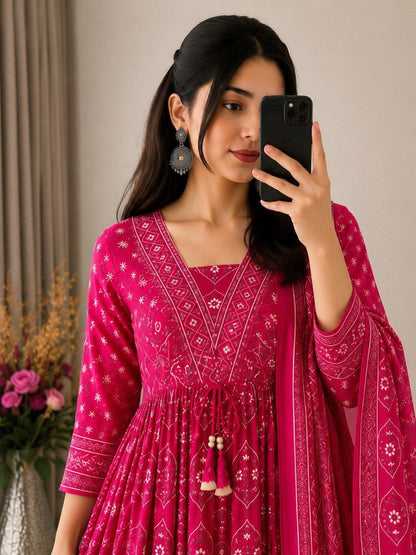 RangBhoomi Pure Cotton Anarkali Suit Set - 4 Piece Ready-to-Wear Ensemble